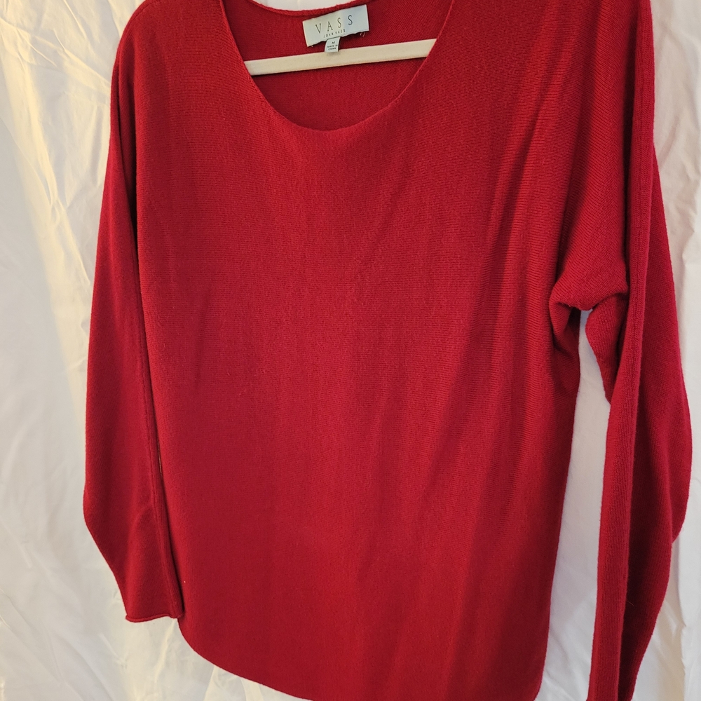 Joan Vass Vibrant Red Crew Neck Sweater